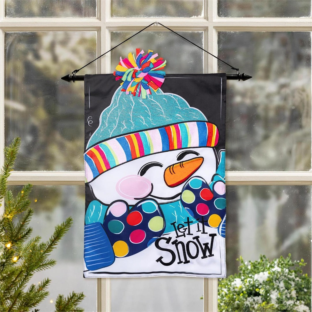 Let It Snow-Man 2 Sided Garden Flag