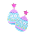 Glittered Star Resin Easter Egg Link Dangle Earrings