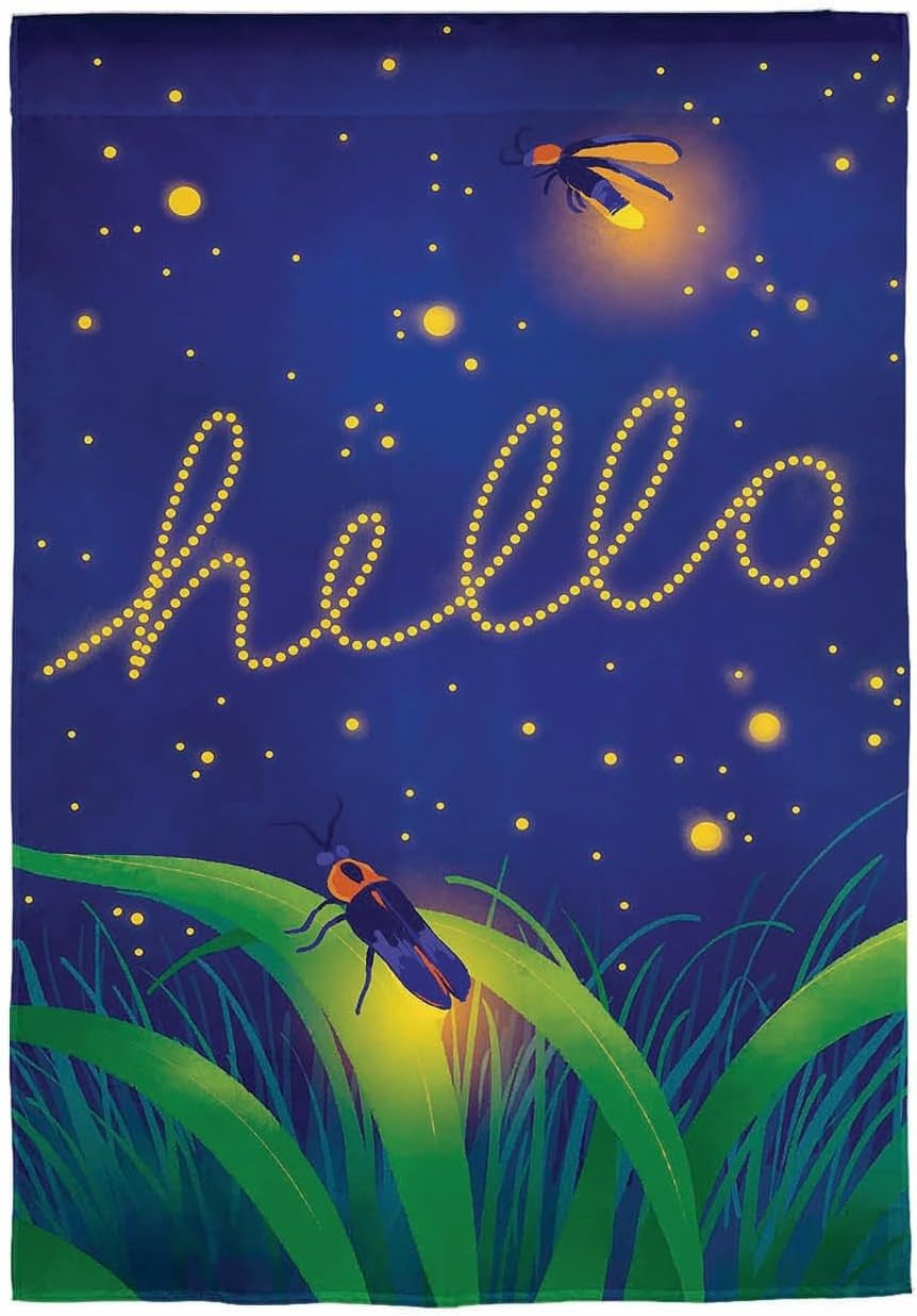 Lightning Bug Hello 2 Sided Garden Flag
