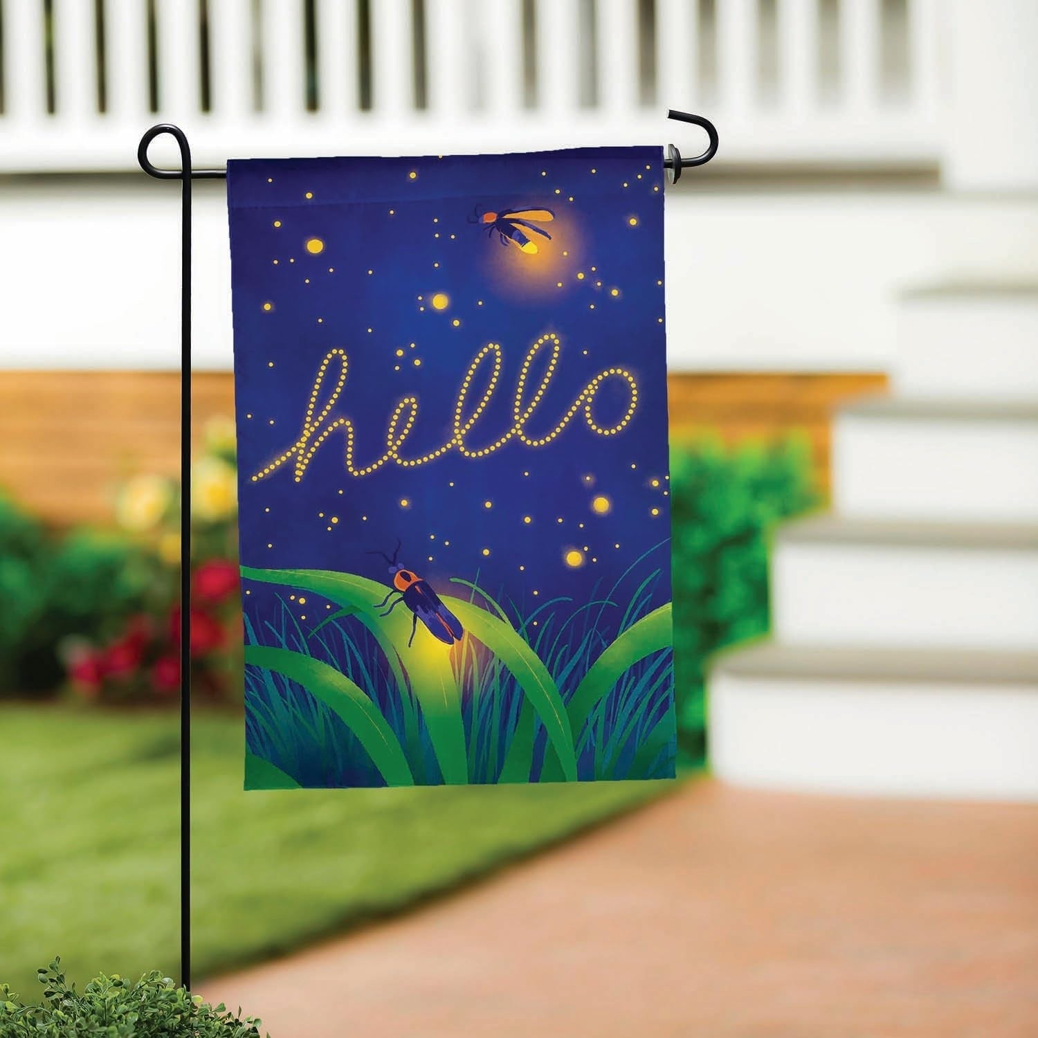 Lightning Bug Hello 2 Sided Garden Flag