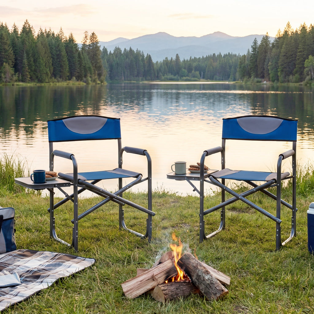 Lightweight Folding Camping Chair with Side Table