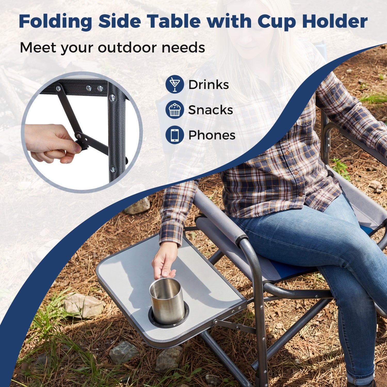 Lightweight Folding Camping Chair with Side Table