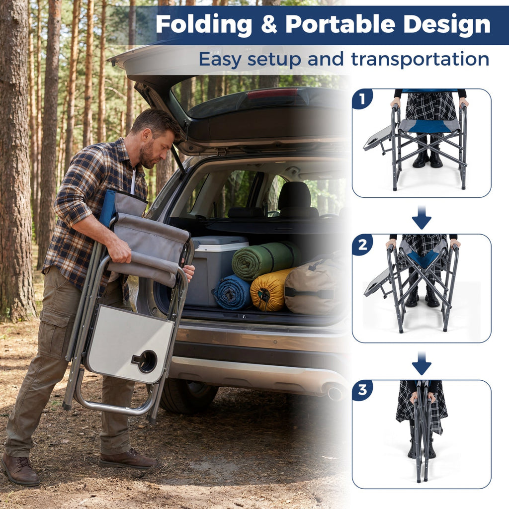 Lightweight Folding Camping Chair with Side Table