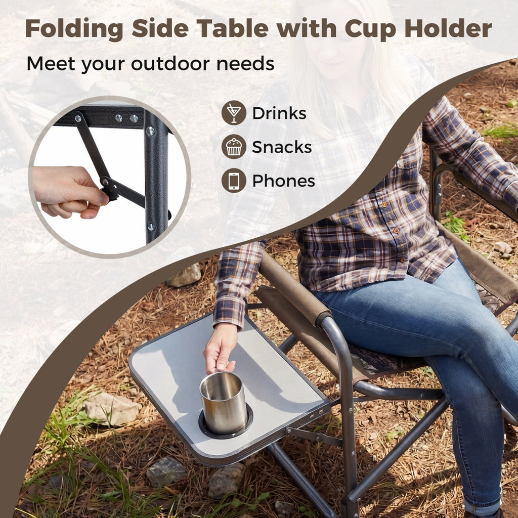 Lightweight Folding Camping Chair with Side Table