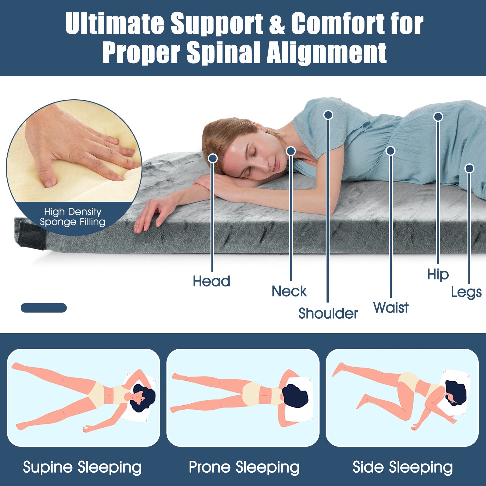 Lightweight Portable Memory Camping Mattress with Carrying Bag