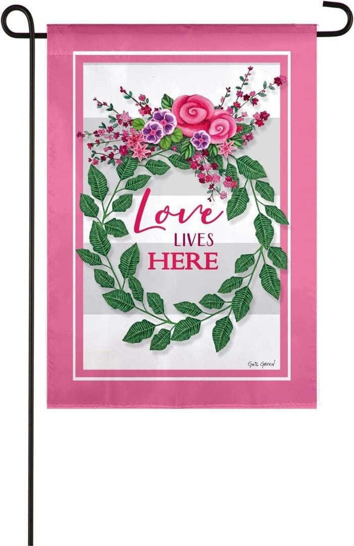 Love Lives Here Garden Flag 2 Sided Inspirational