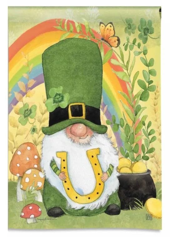 Lucky Gnome St Patricks Garden Flag 2 Sided