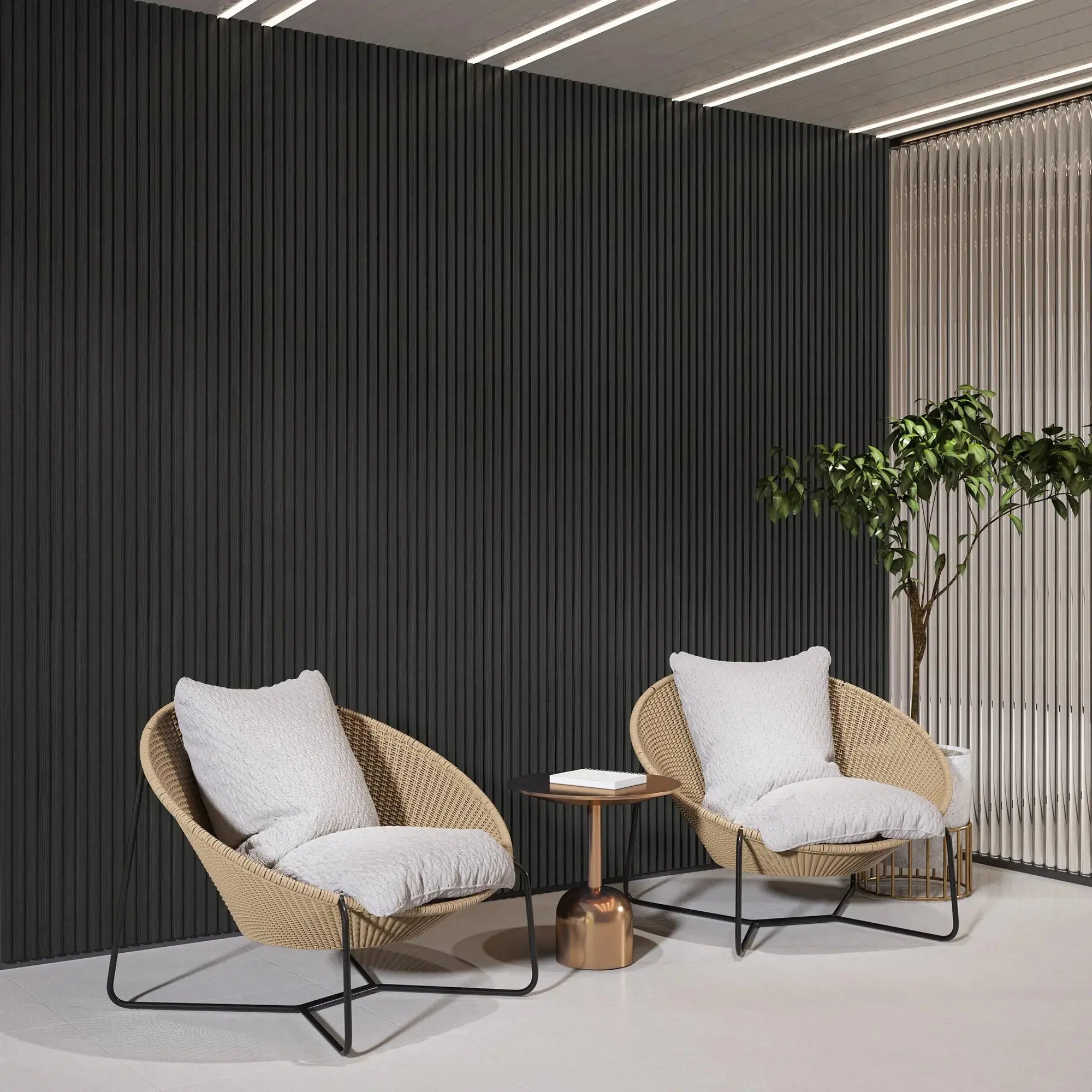 Luxury Black Acoustic Solid Wood Wall Panels ( 2 Panels Per Box）