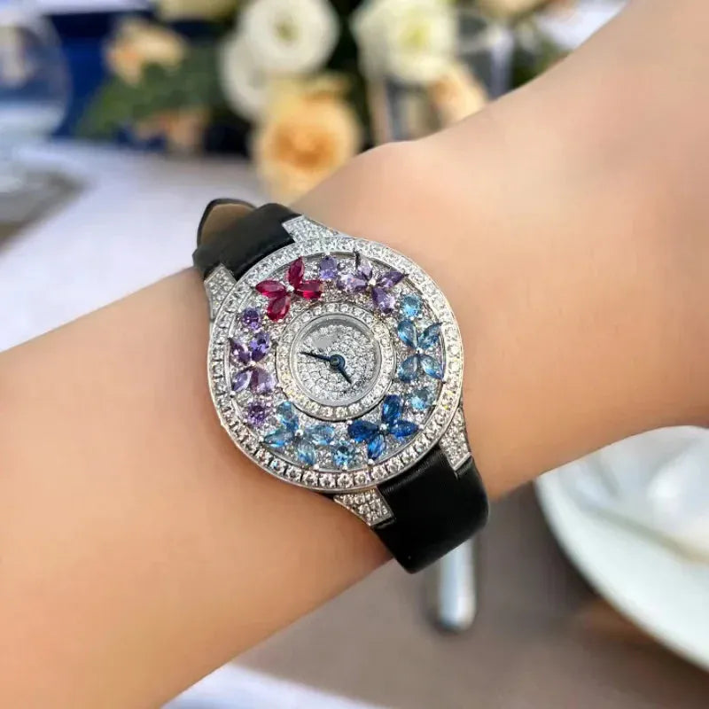 Luxury Colorful Women’s Quartz Watch | Elegant Jewel Bracelet Timepiece