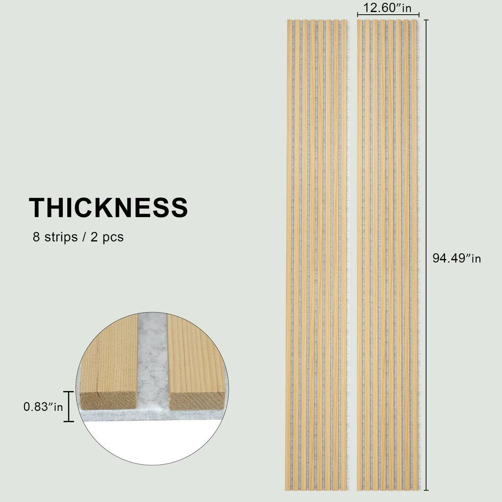 Luxury Oak | Grey Felt | Acoustic Solid Wood Wall Panels ( 2 Panels Per Box）