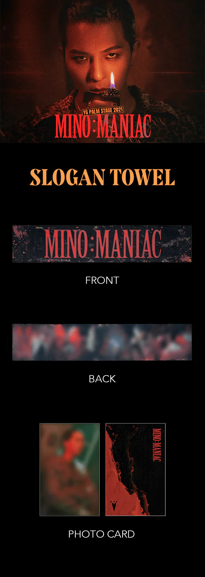 Winner Song Mino - Mino : Maniac Yg Palm Stage 2021 Official MD Slogan Towel