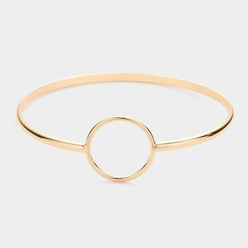 Open Metal Circle Accented Bangle Bracelet