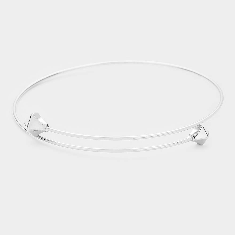 White Gold Dipped Metal Rhombus End Bracelet