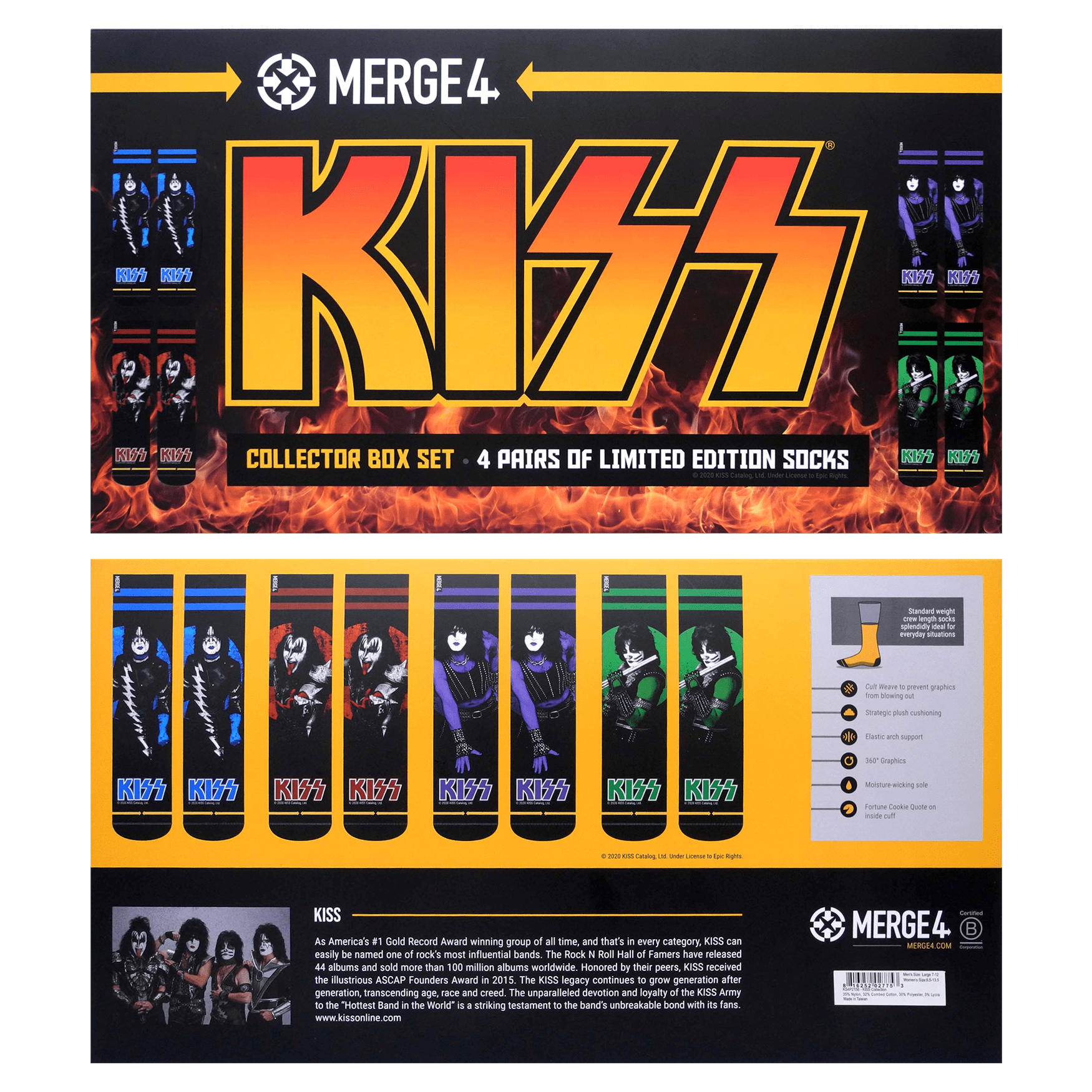 Merge4 KISS Collection LTD Crew Socks Box Set (4 Pairs)