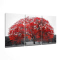 Red Canopy Tree Field Glass Wall Art