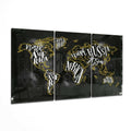Typographic Continent Names World Map Glass Wall Art