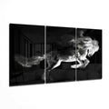 Black Smoke Horse Triptych Glass Wall Art