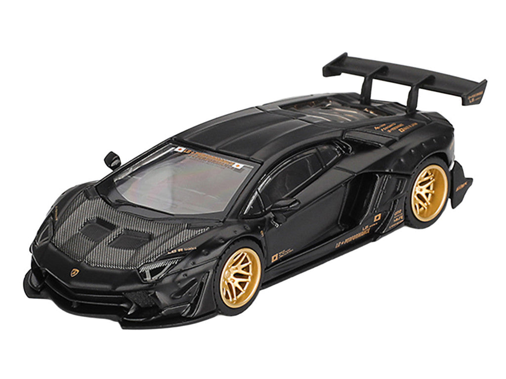 Lamborghini Aventador "LB-Works" Matt Black with Carbon Hood Limited Edition 1/64 Diecast Model Car by Mini GT