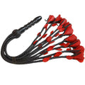 Real Genuine Cowhide Leather Thuddy Flogger | 9 Braided Falls | Heavy Red Roses – Leather Bond