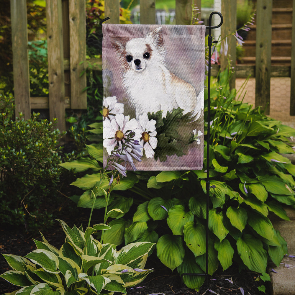 Chihuahua White Flowers Garden Flag Mailbox Decorative Yard Banner Outside Patio Artwork for Flower Beds, Garden Size, Multicolor