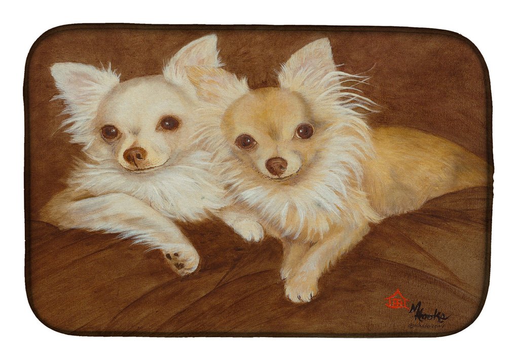 Chihuahua For the Pair Dish Drying Mat Absorbent Dish Drying Mat Pad for Kitchen Counter Dish Drainer Mat for Countertop, 14 x 21", Multicolor