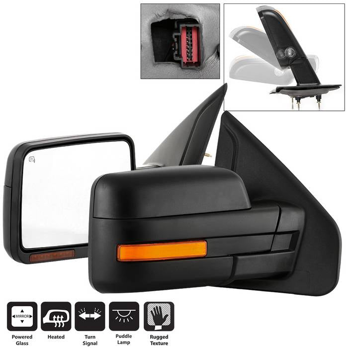 SPYDER xTune 04-06 Ford F-150 Heated Amber Seq LED Signal OEM Pwr Mirrors (Pair) (MIR-03FF04-G2-PW-RAM-SET) 9943164