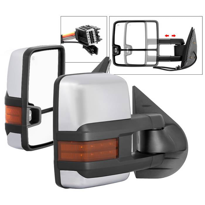 SPYDER xTune Chevy Silverado 07-13 Heated Amber LED Signal Mirrors Chrome MIR-CSIL07S-G3C-PWH-AM-SET 9936760