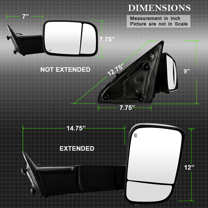 SPYDER Xtune Dodge Ram 1500 09-12 Power Heated Adjust Mirror Black HoUSing Right MIR-DRAM09S-PWH-R 9935602