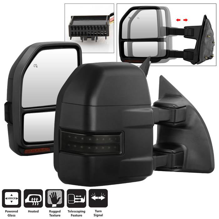 SPYDER xTune 08-15 Ford F-250 SD Heated Adj LED Signal Power Mirror - Smk (MIR-FDSD08S-G4-PW-RSM-SET) 9943126