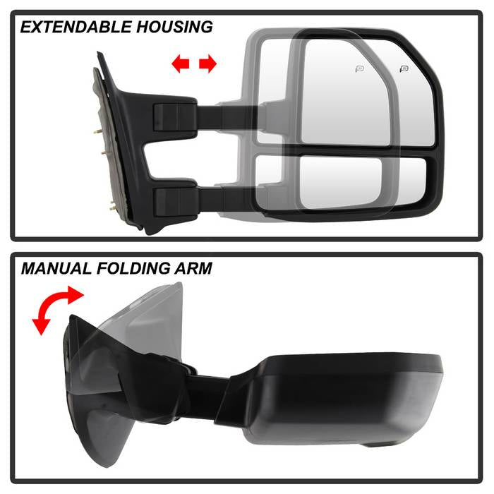 SPYDER xTune 08-15 Ford F-250 SD Heated Adj LED Signal Power Mirror - Smoke (MIR-FDSD08S-G4-PW-SM-SET) 9943096