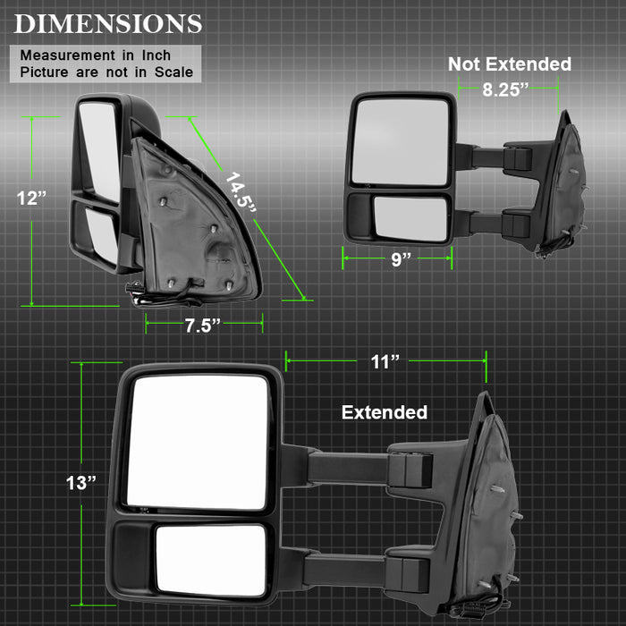 SPYDER Xtune Ford Superduty 99-14 Manual Extendable Manual Adjust Mirror Left MIR-FDSD08S-MA-AM-L 9933127