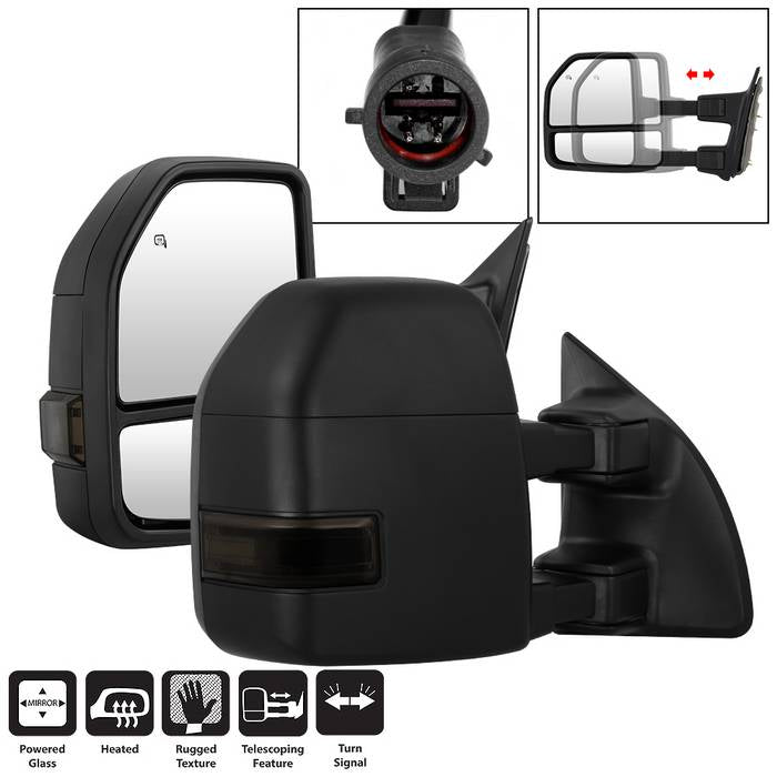 SPYDER xTune 99-07 Ford Super Duty Heated LED Signal Power Mirrors - Smk (Pair) (MIR-FDSD99S-G4-PW-SM-SET) 9943102