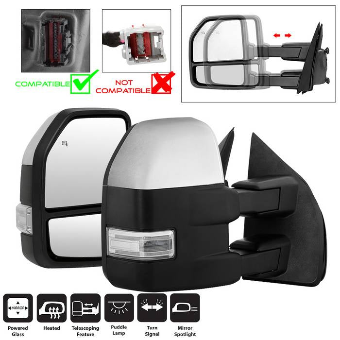 SPYDER xTune 15-17 Ford F-150 Heated LED Telescoping Pwr Mirrors - Clr (Pair) (MIR-FF15015S-G4-PWH-CL-SET) 9943072