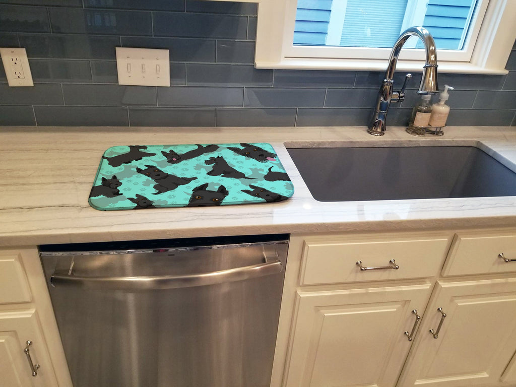 Scottish Terrier Dish Drying Mat Absorbent Dish Drying Mat Pad for Kitchen Counter Dish Drainer Mat for Countertop, 14 x 21", Multicolor