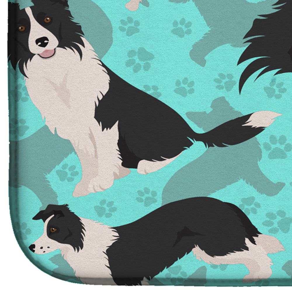 Border Collie Dish Drying Mat Absorbent Dish Drying Mat Pad for Kitchen Counter Dish Drainer Mat for Countertop, 14 x 21", Multicolor