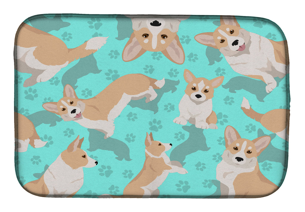 Fawn Cardigan Corgi Dish Drying Mat Absorbent Dish Drying Mat Pad for Kitchen Counter Dish Drainer Mat for Countertop, 14 x 21", Multicolor