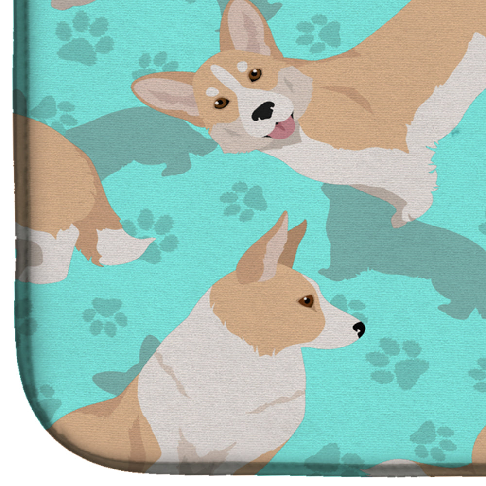 Fawn Cardigan Corgi Dish Drying Mat Absorbent Dish Drying Mat Pad for Kitchen Counter Dish Drainer Mat for Countertop, 14 x 21", Multicolor