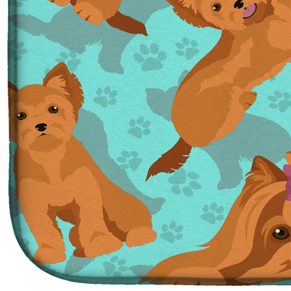 Red Yorkie Dish Drying Mat Absorbent Dish Drying Mat Pad for Kitchen Counter Dish Drainer Mat for Countertop, 14 x 21", Multicolor