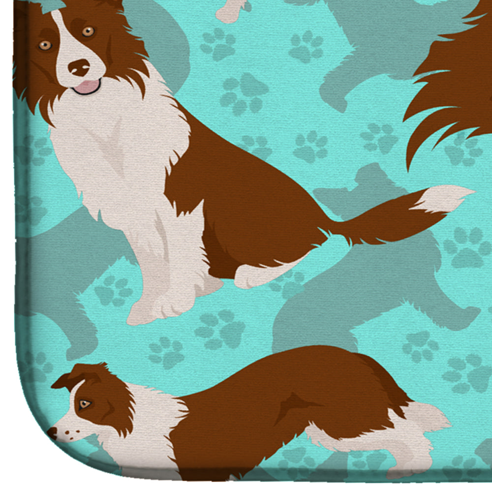Red Border Collie Dish Drying Mat Absorbent Dish Drying Mat Pad for Kitchen Counter Dish Drainer Mat for Countertop, 14 x 21", Multicolor