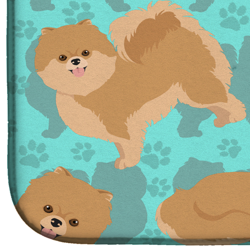 Orange Pomeranian Dish Drying Mat Absorbent Dish Drying Mat Pad for Kitchen Counter Dish Drainer Mat for Countertop, 14 x 21", Multicolor
