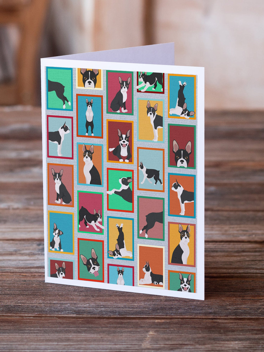 Lots of Boston Terrier Greeting Cards Pack of 8 Blank Cards with Envelopes Whimsical A7 Size 5x7