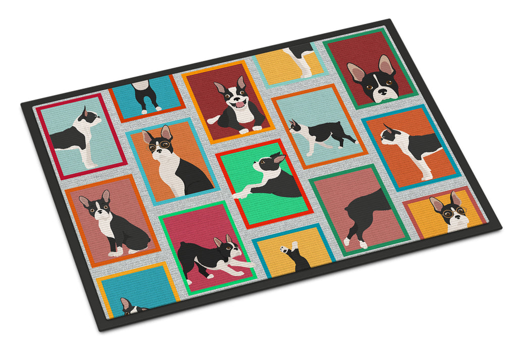 Lots of Boston Terrier Doormat Indoor Outdoor 24H X 36W Front Door Mat Rugs for Entryway, Non Slip Washable Low Pile,