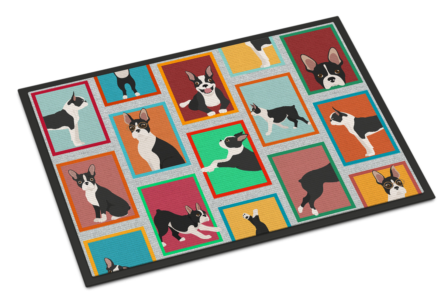 Lots of Boston Terrier Doormat Indoor Outdoor 24H X 36W Front Door Mat Rugs for Entryway, Non Slip Washable Low Pile,