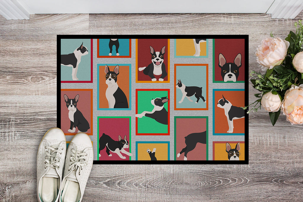 Lots of Boston Terrier Doormat Indoor Outdoor 18H X 27W Front Door Mat Rugs for Entryway, Non Slip Washable
