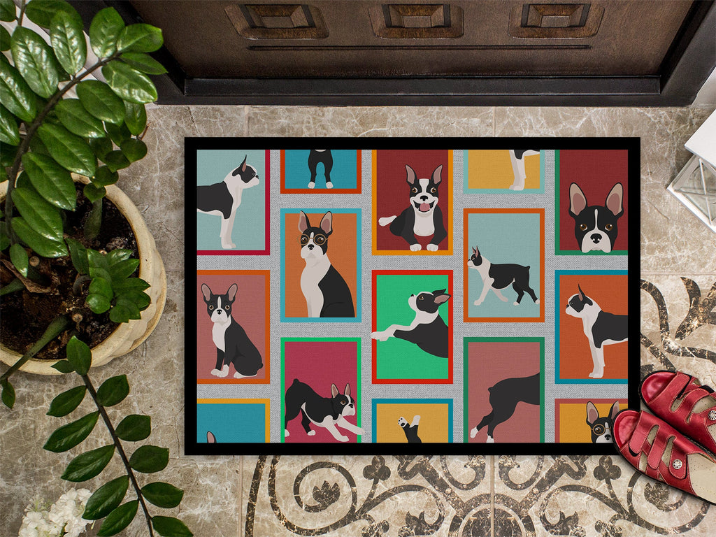 Lots of Boston Terrier Doormat Indoor Outdoor 18H X 27W Front Door Mat Rugs for Entryway, Non Slip Washable