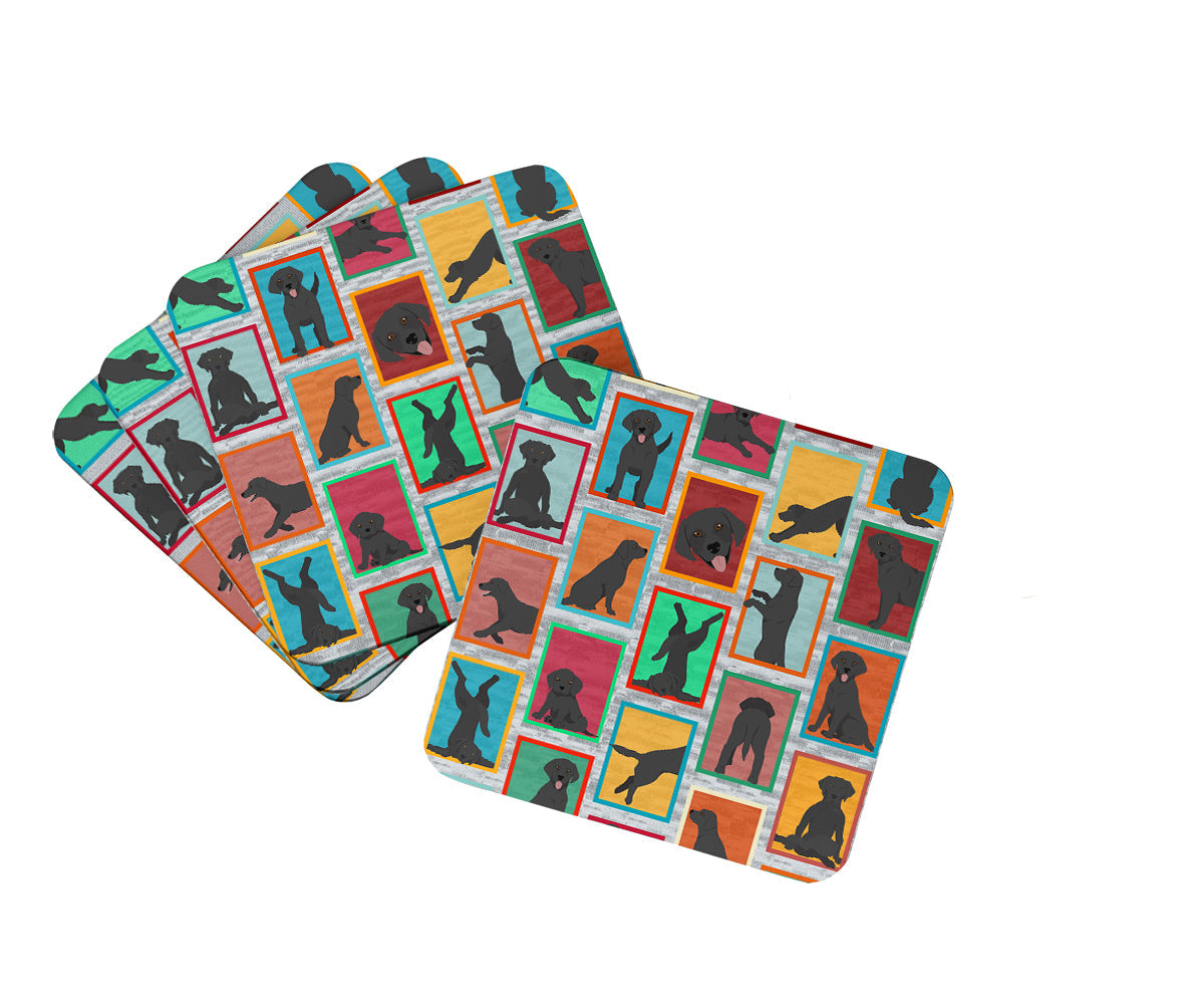 Lots of Black Labrador Retriever Foam Coasters Set of 4 Cup Coasters for Indoor Outdoor, Tabletop Protection, Anti Slip, Mouse pad Material