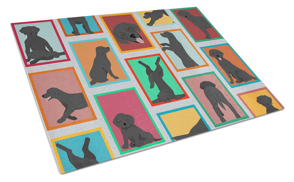 Lots of Black Labrador Retriever Cutting Board Tempered Glass Kitchen Cutting Surface, Heat Resistant Chopping, Non-Slip Feet, Food Prep & Serving