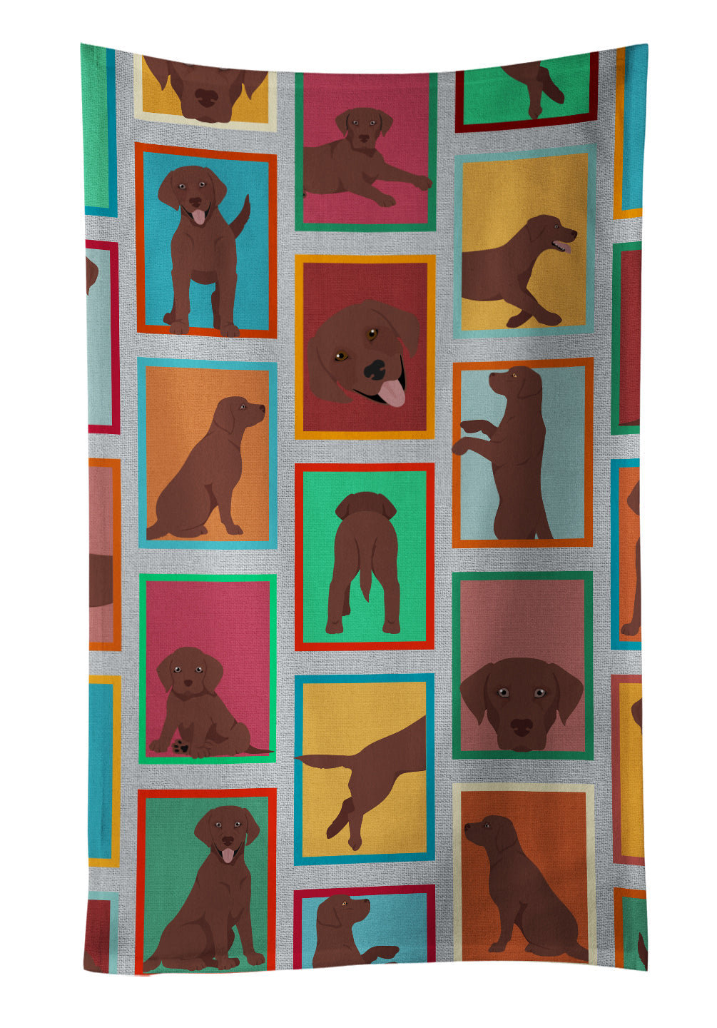 Lots of Chocolate Labrador Retriever Kitchen Towel Velour Plush Front and Cotton Loop Back Machine Washable