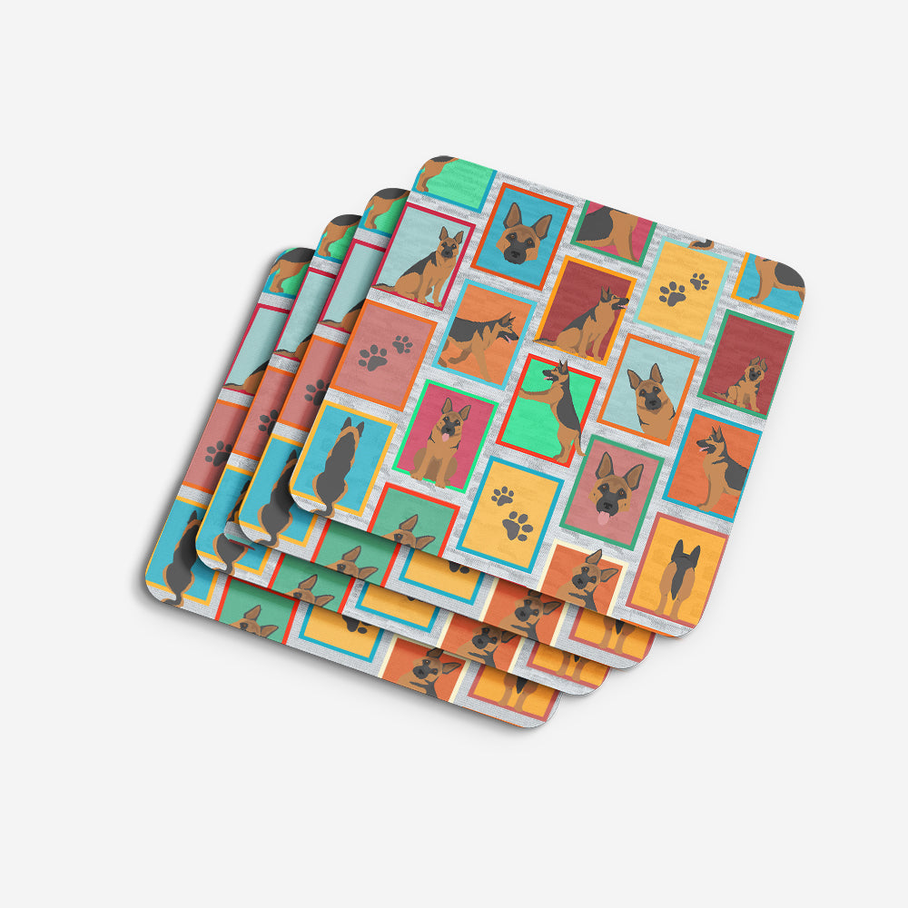 Lots of German Shepherd Foam Coasters Set of 4 Cup Coasters for Indoor Outdoor, Tabletop Protection, Anti Slip, Mouse pad Material