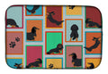 Lots of Longhaired Black Tan Dachshund Dish Drying Mat Absorbent Dish Drying Mat Pad for Kitchen Counter Dish Drainer Mat for Countertop, 14 x 21", Multicolor